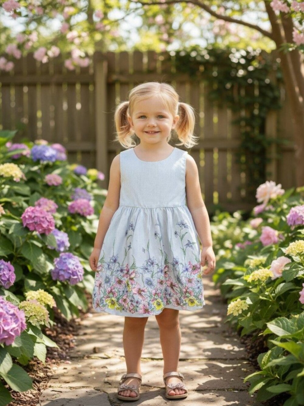 Baby GAP White Blue Pinstripe Floral Sleeveless Dress Toddler Girl 3T